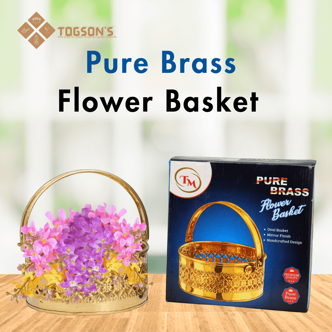 Gleaming Elegance: The Radiant Charm of Our Pure Brass Flower Basket - Togson’s